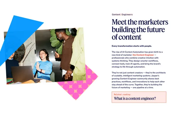 Jasper content engineers editorial feature, editorial, playful, light
