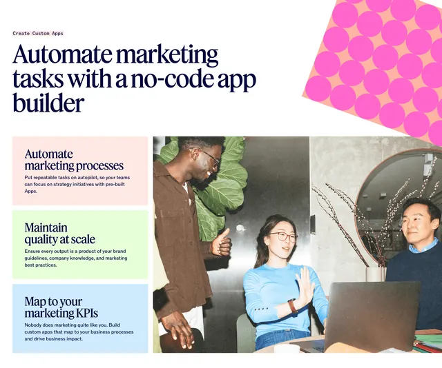 Jasper no-code app builder feature stack, editorial, photographic, light