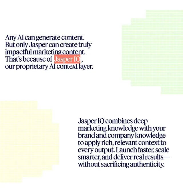 Jasper IQ manifesto text feature, minimal, editorial, light