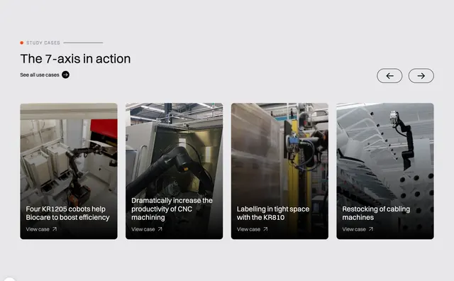 Kassow Robots case study carousel section, minimal, corporate-clean, light
