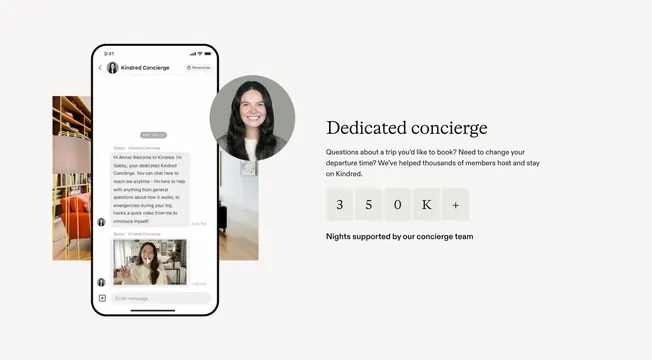 Kindred dedicated concierge split feature, minimal, light-mode, light