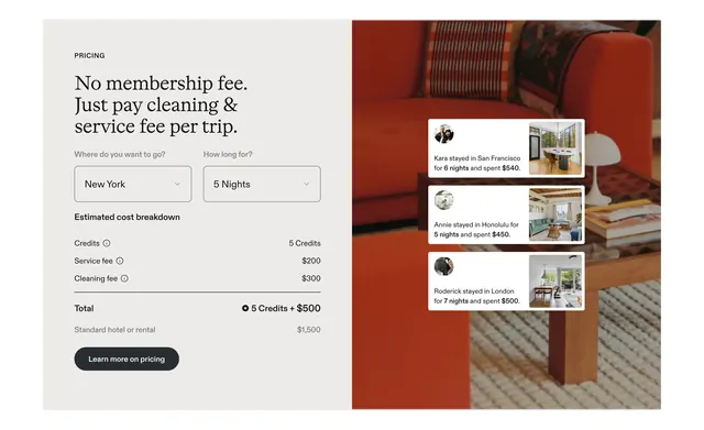 Kindred trip pricing calculator split section, minimal, light-mode, light