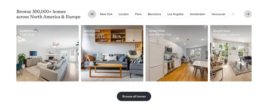 Kindred browse homes filter grid, minimal, light-mode, light