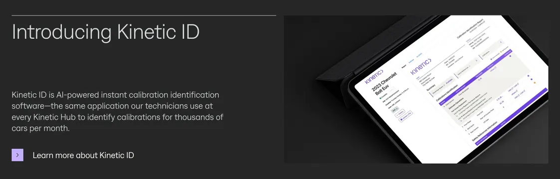 Kinetic ID tablet product spotlight, dark-mode, minimal, dark