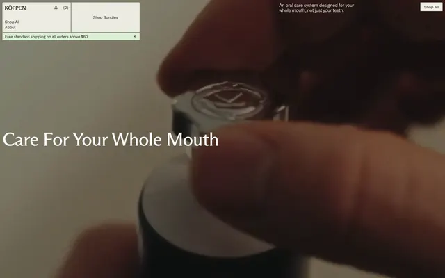 K�ppen whole-mouth care hero, minimal, editorial, light