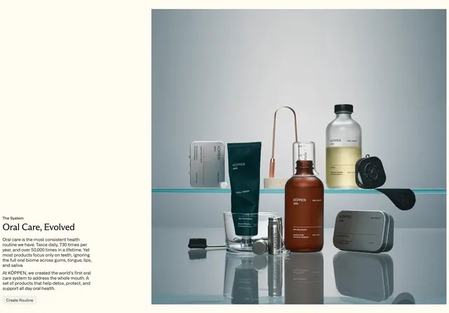 K�ppen oral care system split hero, minimal, editorial, light