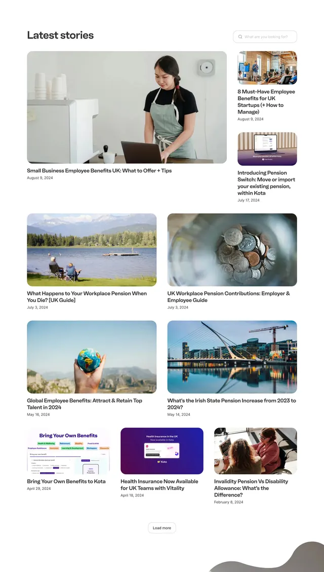 Kota latest stories blog grid, minimal, corporate-clean, light