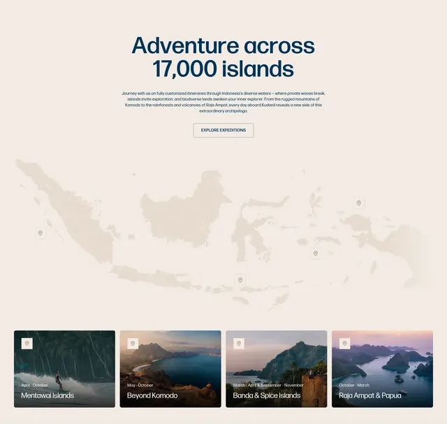 Kudanil Indonesia destination cards, minimal, luxury, light