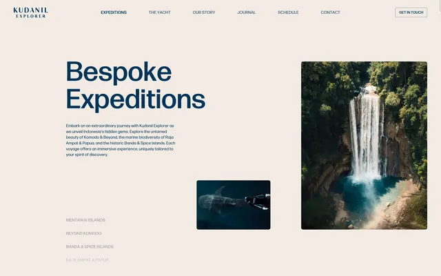 Kudanil bespoke expeditions split hero, minimal, luxury, light
