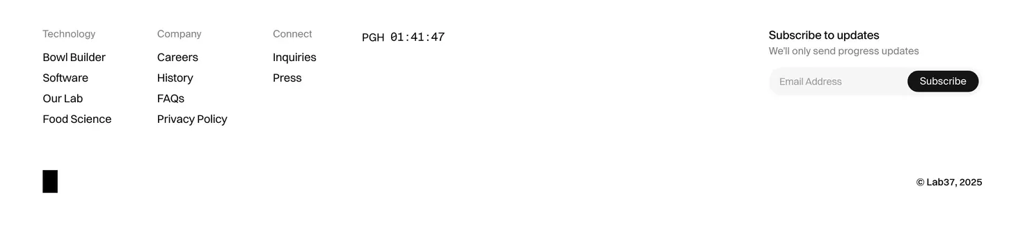 Lab37 minimal multi-column footer, minimal, technical, light