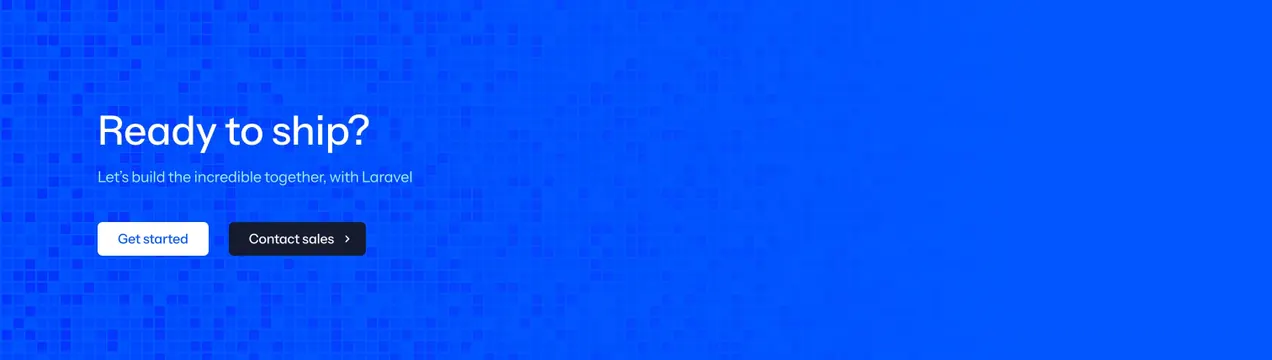 Laravel Cloud blue mosaic CTA banner, minimal, gradient-heavy, vibrant