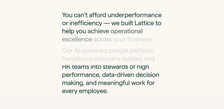 Lattice scroll-reveal mission statement, minimal, editorial, light