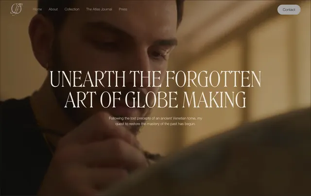 Leonardo globe making craft hero, minimal, editorial, dark