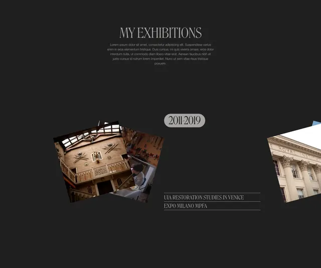 Leonardo exhibitions dark timeline, minimal, editorial, dark