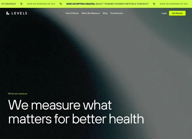 Levels what we measure dark hero, minimal, dark-mode, dark