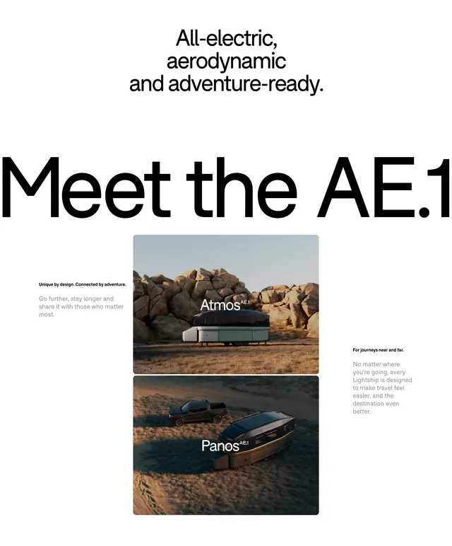 Lightship Meet the AE.1 stacked models, minimal, corporate-clean, light