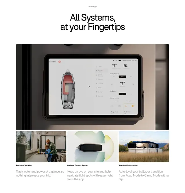 Lightship Atlas app control feature, minimal, corporate-clean, light