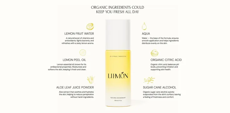 Lihmon organic ingredients radial layout, minimal, light-mode, light