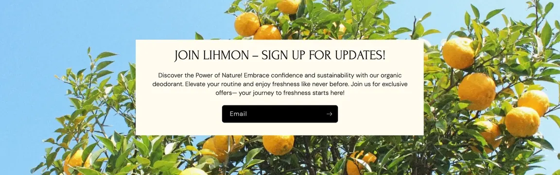 Lihmon citrus tree newsletter signup, minimal, photographic, light