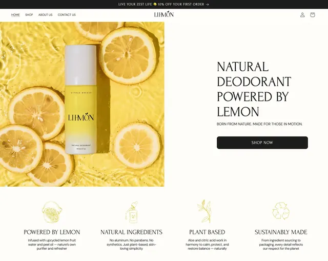 Lihmon natural deodorant product hero, minimal, light-mode, light