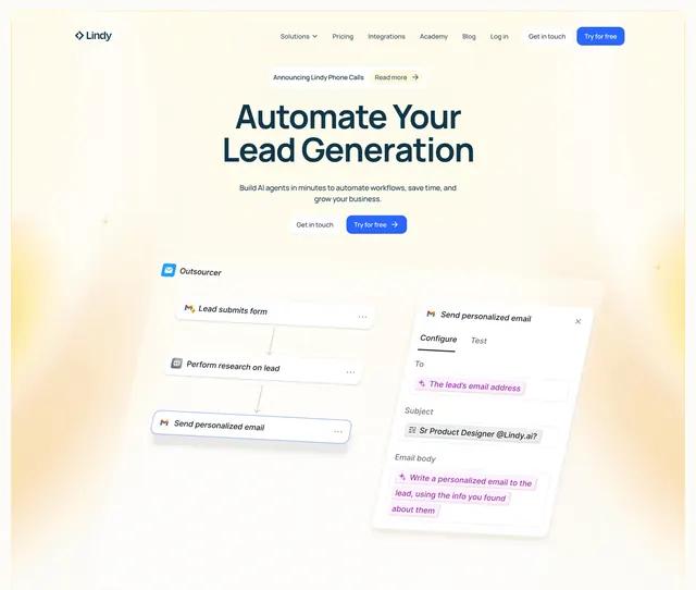 Lindy Hero Section, light-mode, gradient-heavy, light