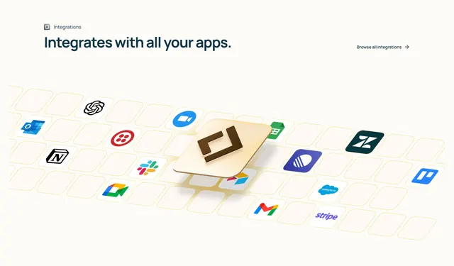 Lindy Integrations Section, light-mode, minimal, light