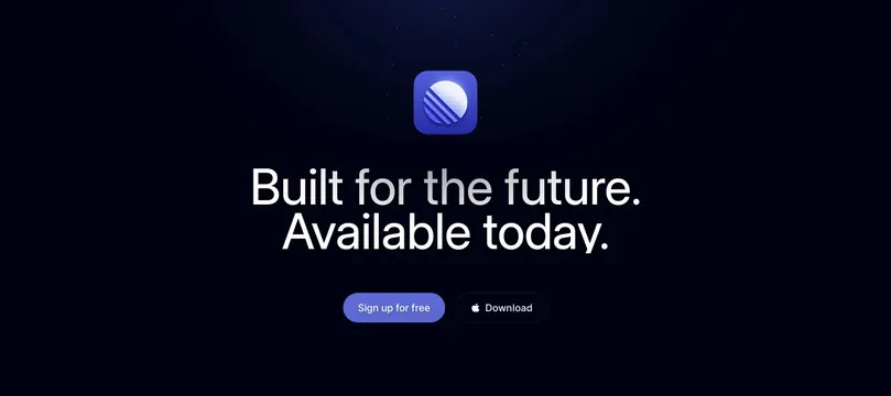 Linear built-for-the-future hero CTA, dark-mode, minimal, dark