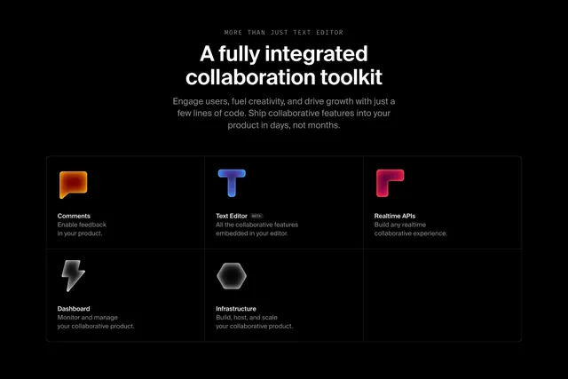 Liveblocks collaboration toolkit grid, dark-mode, minimal, dark