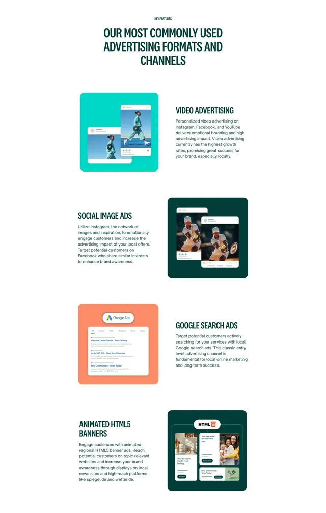 Localyzer alternating ad-format feature list, light-mode, minimal, light