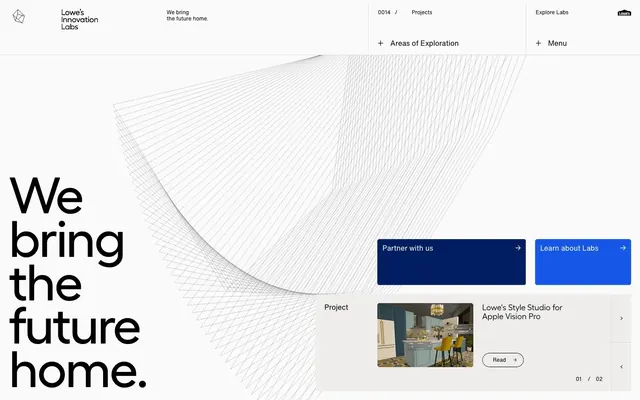 Lowe's Innovation Labs homepage hero, minimal, light-mode, light