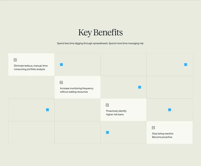 Lumos key benefits diagonal grid, minimal, swiss, light
