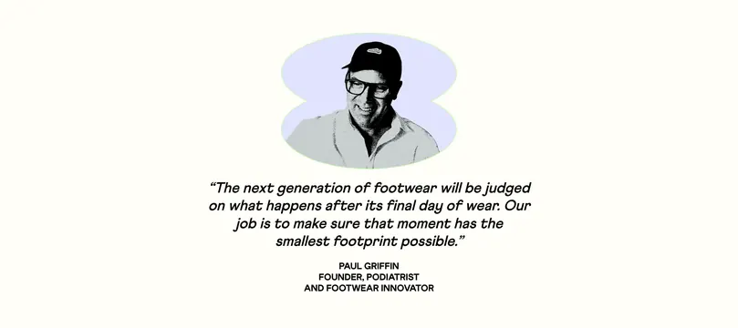 Make Good founder quote with halftone portrait, minimal, editorial, light