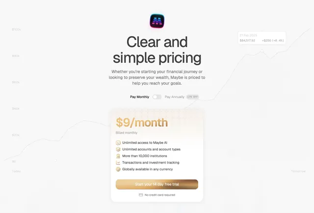 Maybe Pricing Section, light-mode, minimal, light