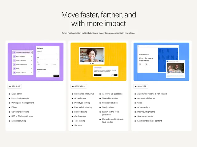 Maze recruit research analyze columns, minimal, light-mode, light