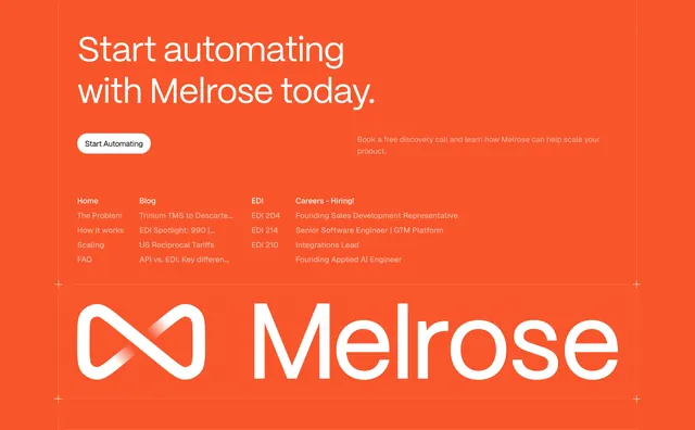 Melrose orange conversion footer, minimal, light-mode, vibrant