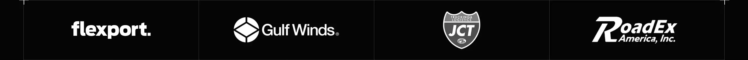 Melrose logistics client logo strip, dark-mode, minimal, dark