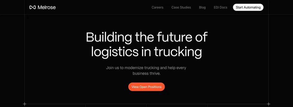Melrose careers logistics hero, dark-mode, minimal, dark