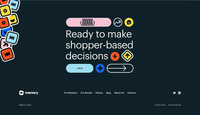 Memory dark CTA footer, dark-mode, playful, dark