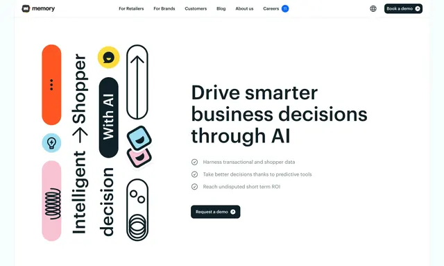 Memory AI retail decisions hero, minimal, light-mode, light