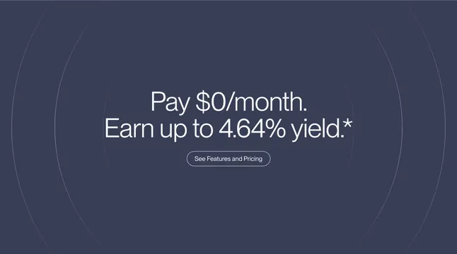 Mercury zero fee yield CTA, dark-mode, minimal, dark