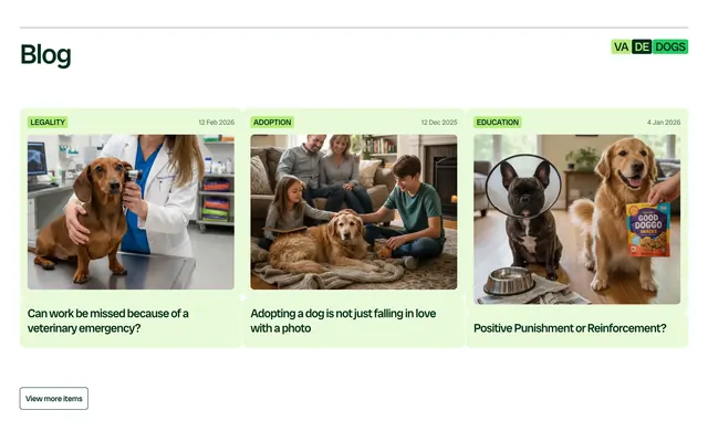 Milo blog three-card article grid, minimal, light-mode, light