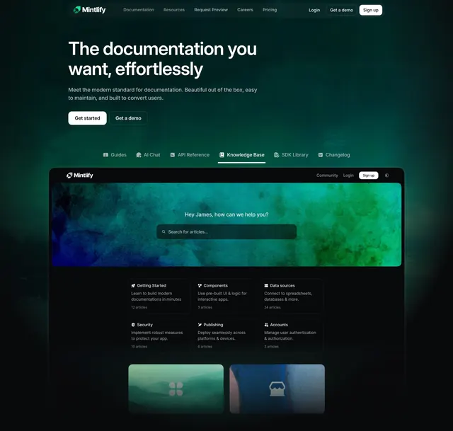 Mintlify Hero Section, dark-mode, technical, dark