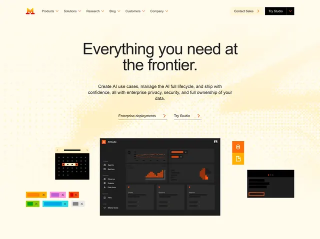 Mistral value proposition platform preview, minimal, light-mode, light