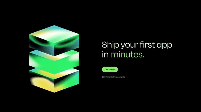 Modal home page CTA, dark-mode, minimal, dark