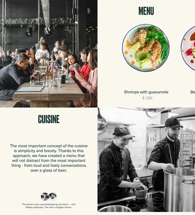 Move restaurant menu bento grid, minimal, editorial, light