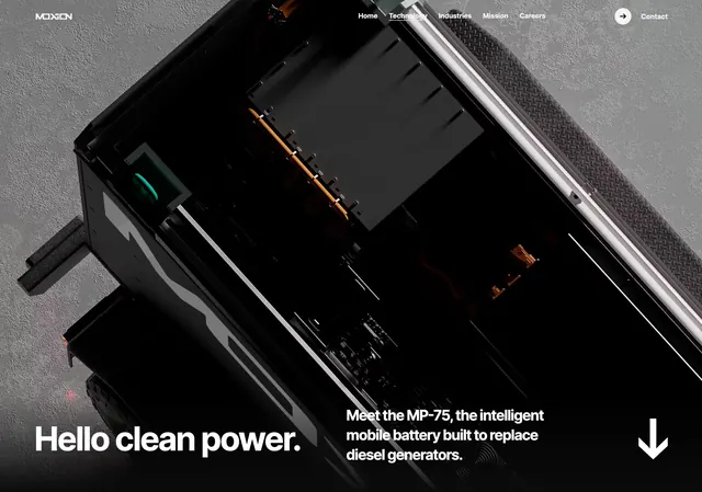 Moxion technology page hero, dark-mode, 3d-render, dark