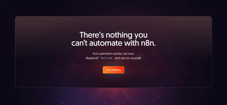 N8N CTA Section, dark-mode, minimal, dark