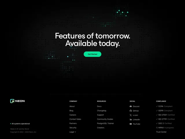 Neon Footer Section, dark-mode, minimal, dark