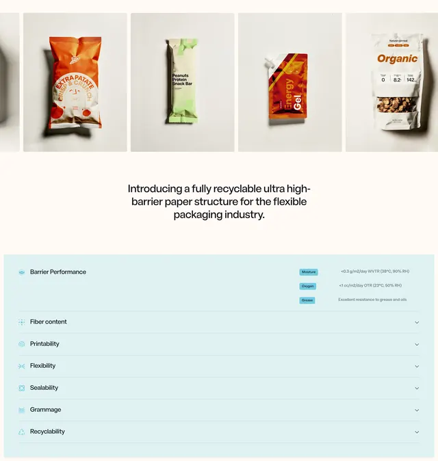 Nfinite packaging accordion specs, minimal, light-mode, light