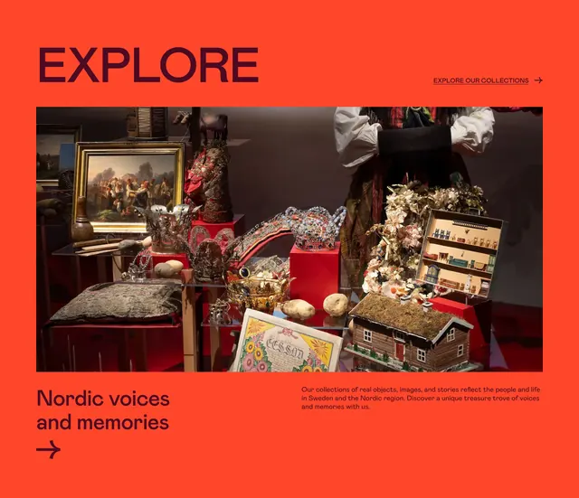 Nordiska Museet collection explore feature, editorial, minimal, vibrant